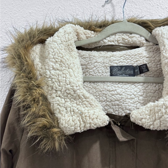 Costa Blanca Brown Utility Jacket with Faux Fur Hood - Picture 3 of 10
